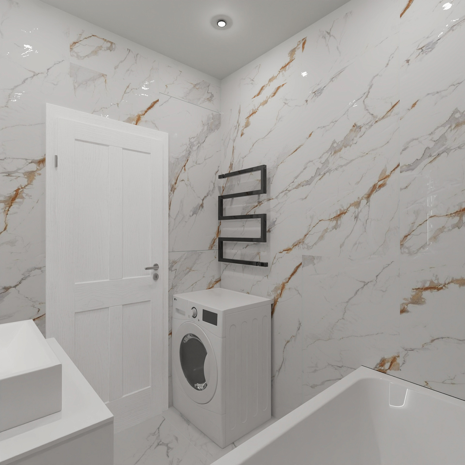 Новый проект в классическом сочетании мрамора.